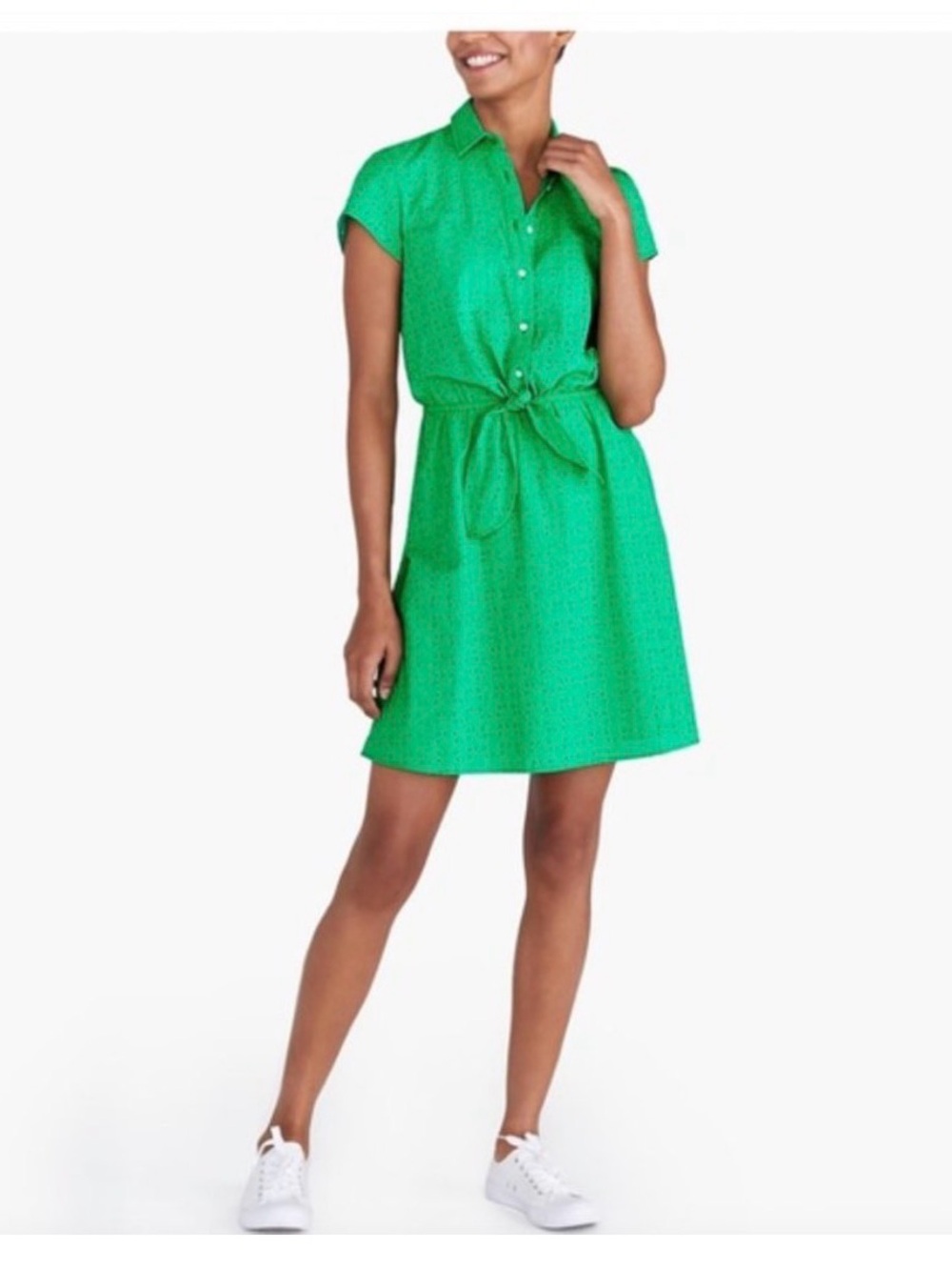 J. Crew Bright Green Tie-Waist Shirt Dress